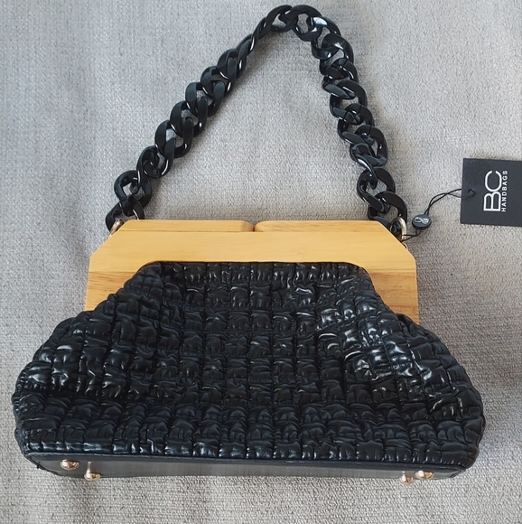 BC Handbags Quilted Wooden And Removable Shoulder Chain  Handbag - Picture 10 of 11